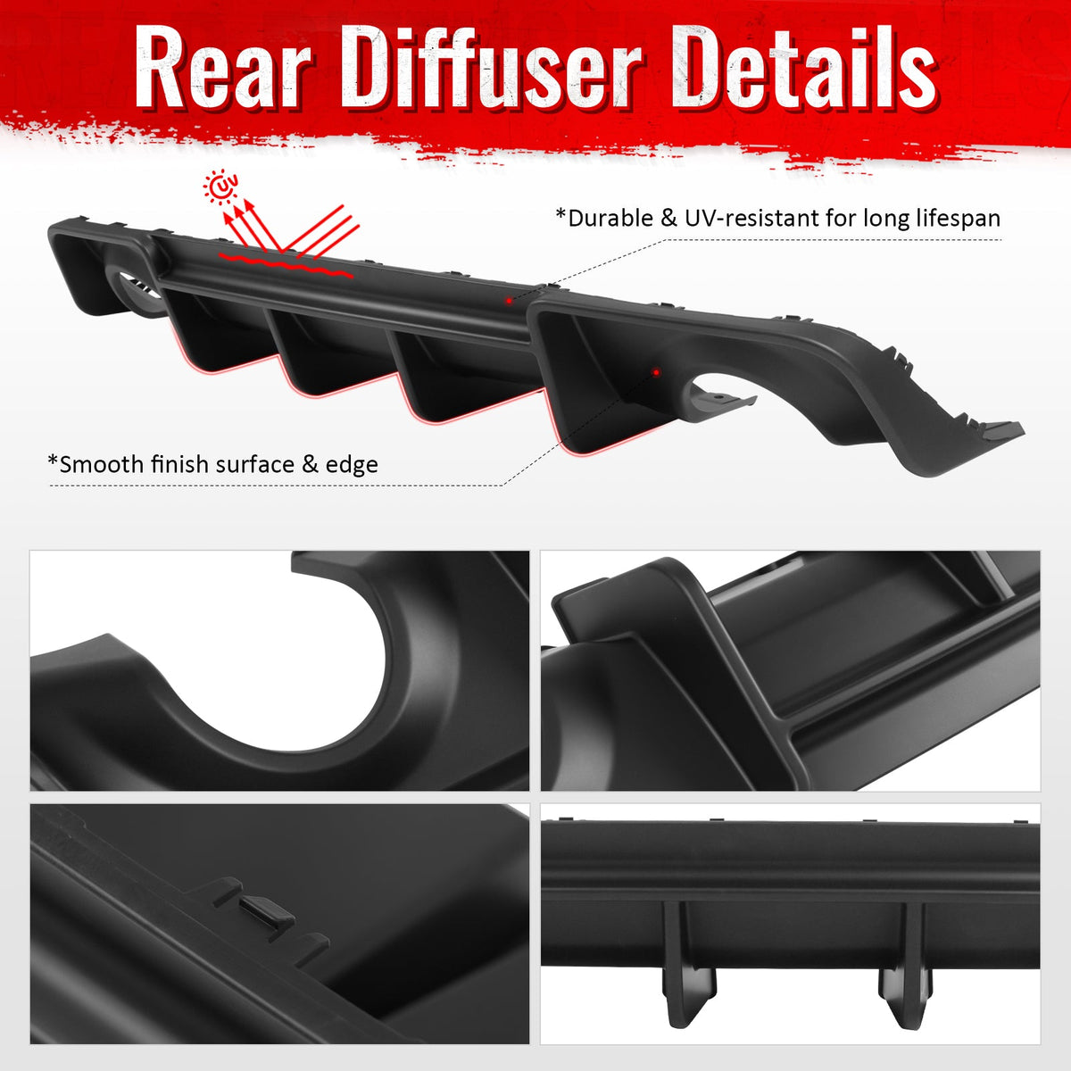 2020-2023 Dodge Charger Widebody Rear Diffuser Matte Black Lip Diffuser