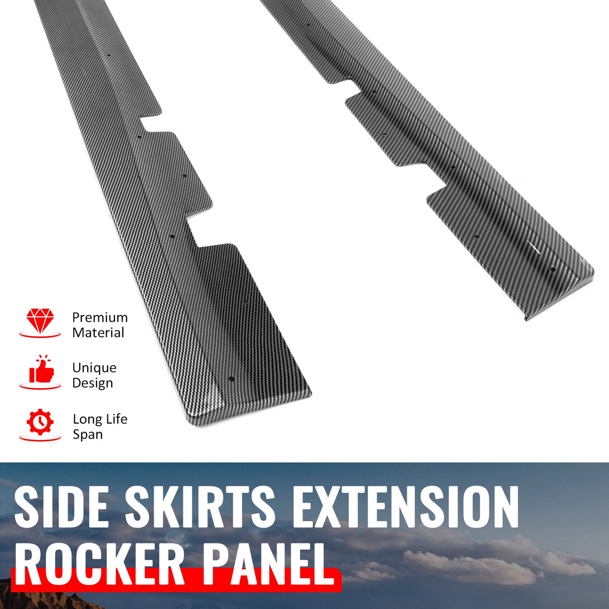20-23 Dodge Charger Widebody Side Skirts Carbon Fiber Print Extension