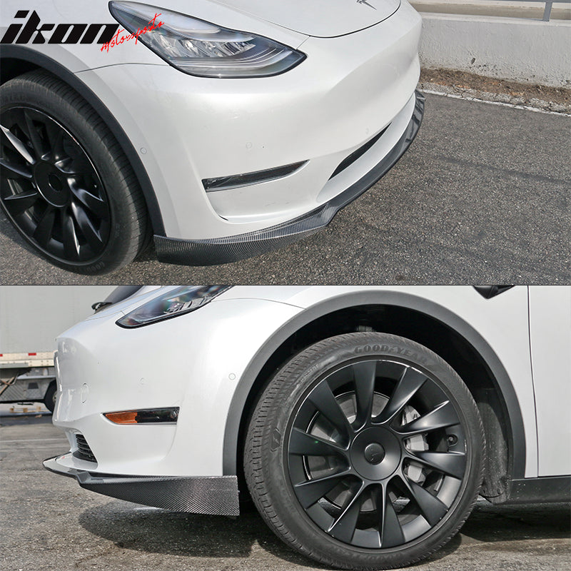 2020-2024 Tesla Model Y Front LipIKON Style Lip Spoiler Carbon Fiber