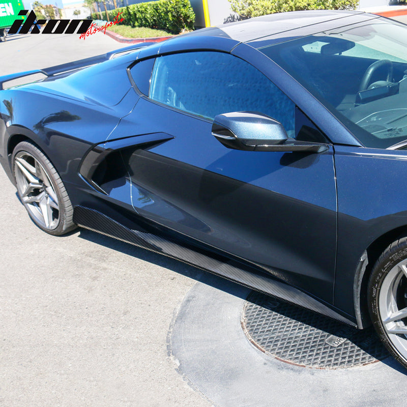 2020-2025 Chevy Corvette C8 5VM Style Carbon Fiber CF Side Skirts 2PCS