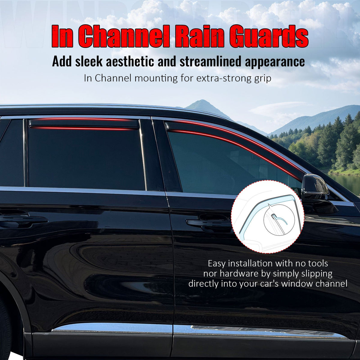 2020-2025 Lincoln Aviator Window Visors In Channel Sun Guard Deflector