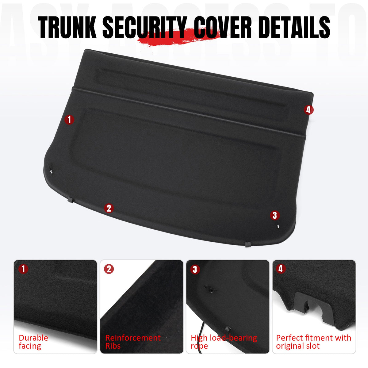 Cargo Cover for Mazda CX-30 2020-2026 Non-Retractable Rear Trunk Shield