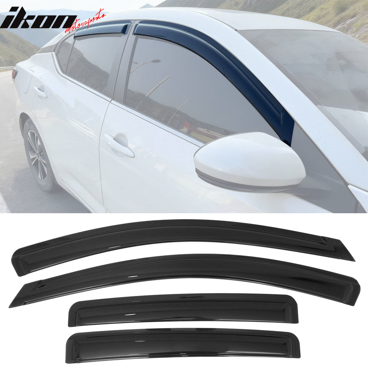 2020-2025 Nissan Sentra Window Visors Smoke Acrylic Side Door Rain Sun Deflectors Guard Shade 4PCS Set