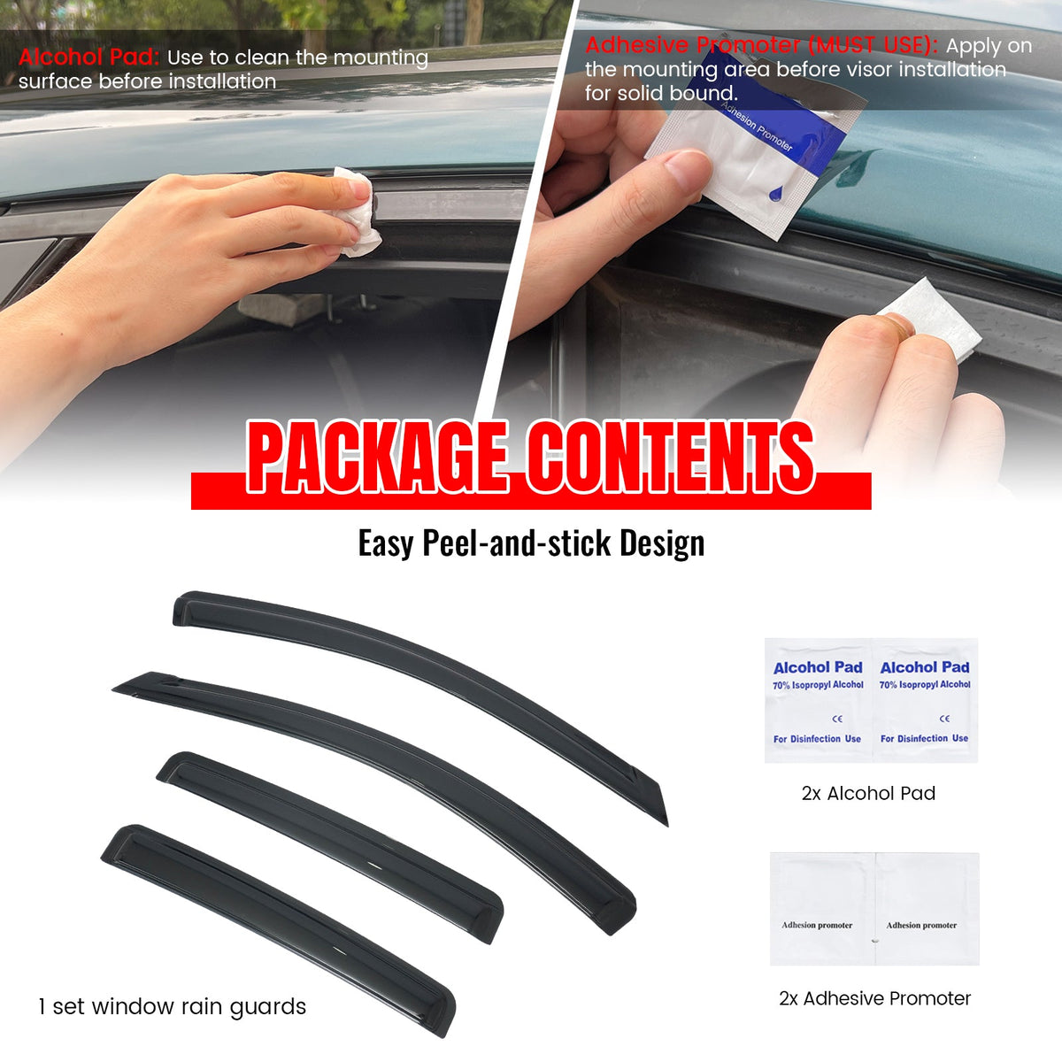 2020-2025 Nissan Sentra Window Visors Smoke Acrylic Side Door Rain Sun Deflectors Guard Shade 4PCS Set