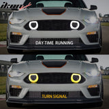 2021-2023 Ford Mustang Mach 1 Car Front Grille Black W/ LED Lamp ABS