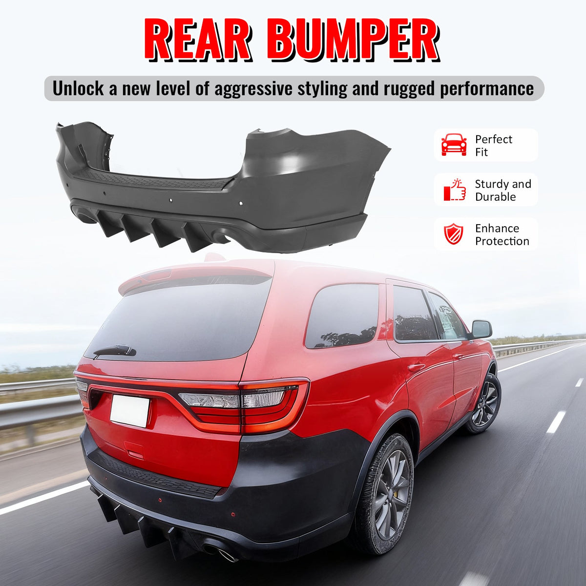 2021-2026 Dodge Durango Rear Bumper Cover W/ V1 Diffuser & Step Plate