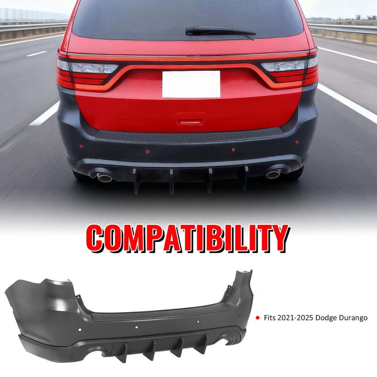 2021-2026 Dodge Durango Rear Bumper Cover W/ V1 Diffuser & Step Plate