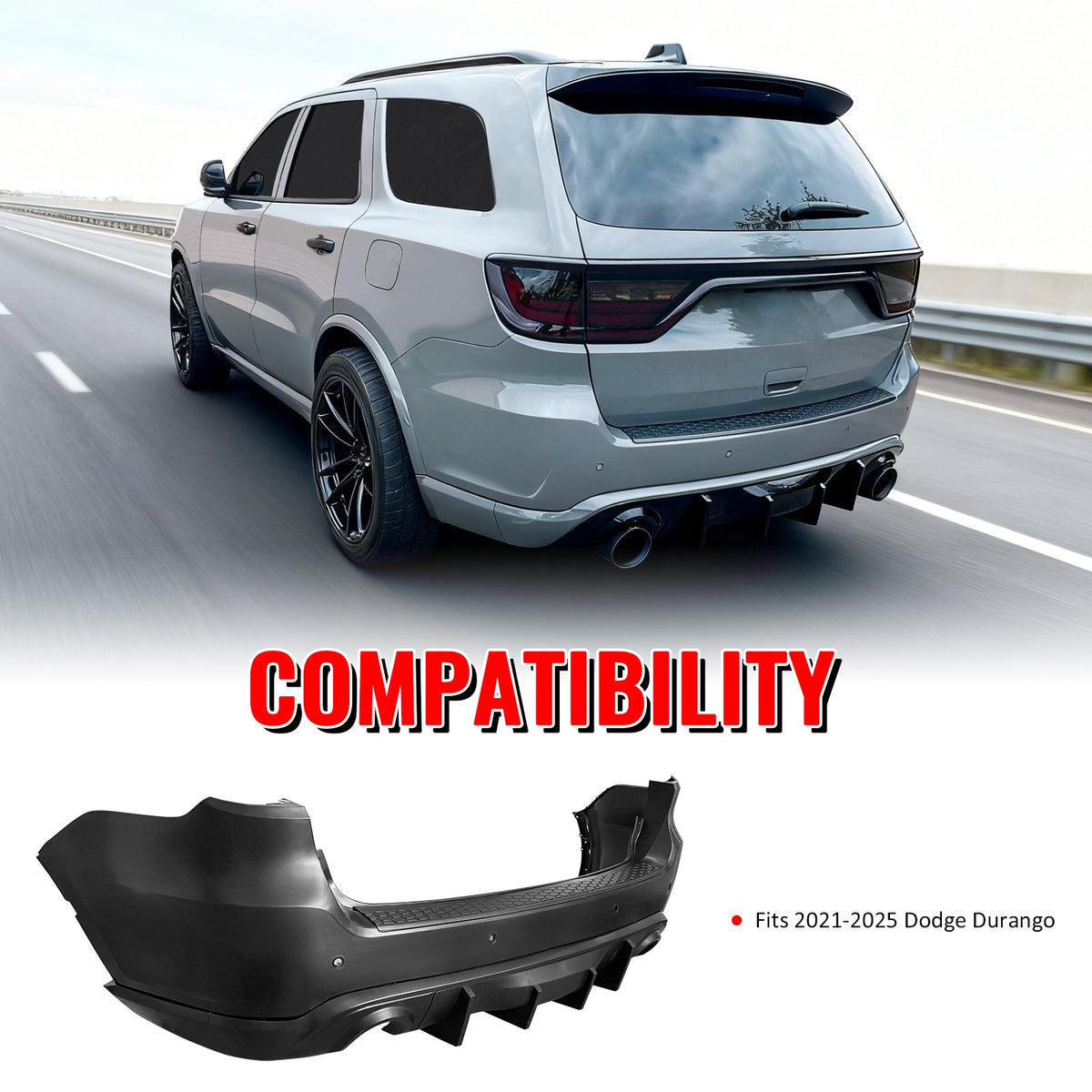 2021-2026 Dodge Durango Rear Bumper Cover W/ V2 Diffuser & Step Plate