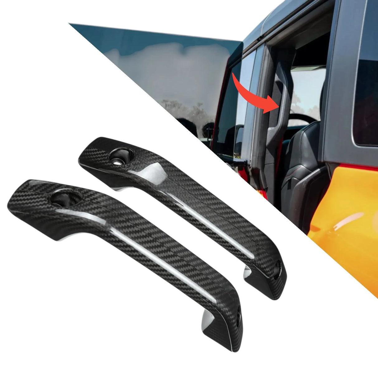 2021+ Bronco Real Carbon Fiber Pillar Grab Handles | Direct Replacement