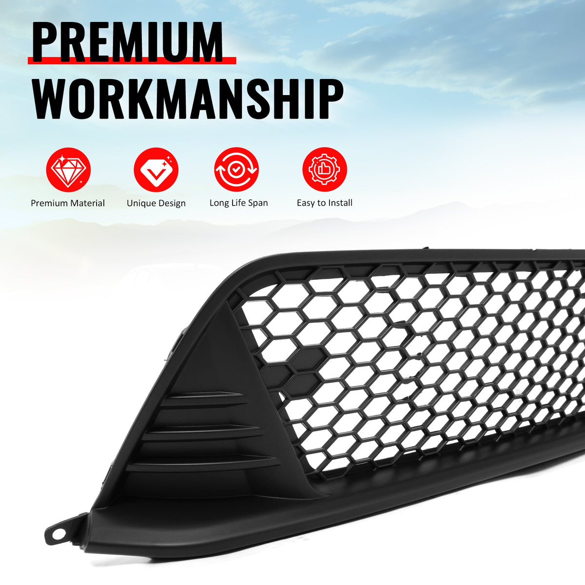 Grille for Honda Civic 2022-2024 Matte Black Type R LED Foglight Bezel ABS