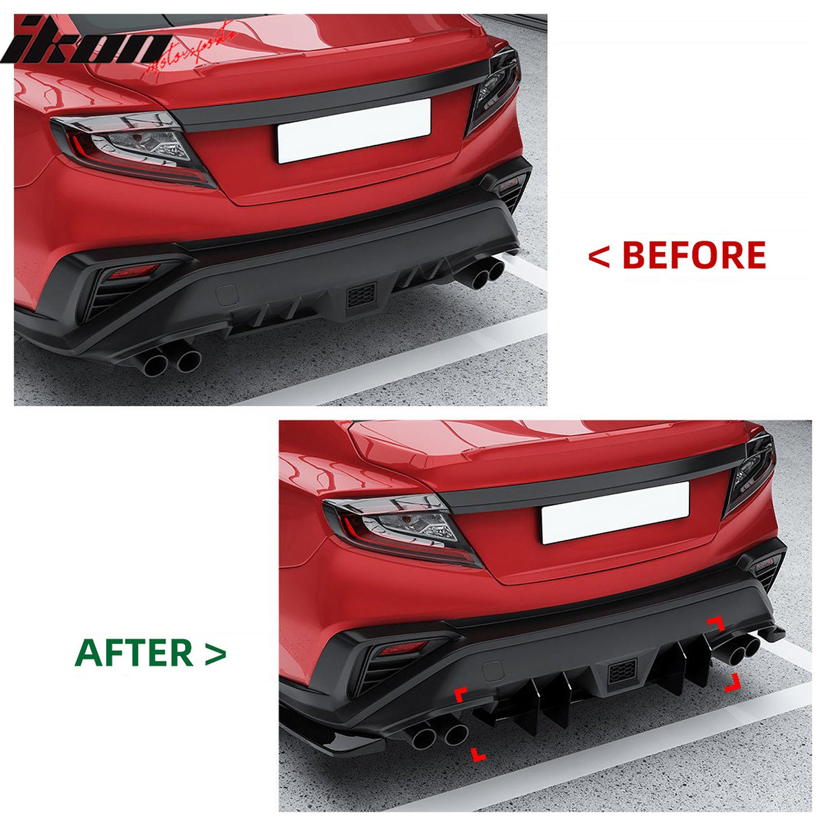 2022-2026 Subaru WRX IKON Style Rear Diffuser Lip Gloss Black ABS