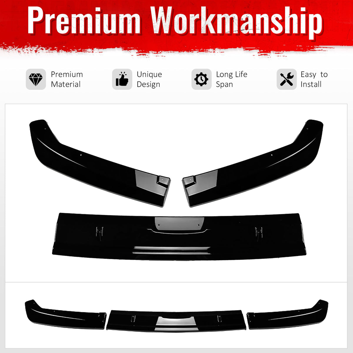 Rear Diffuser Lip for Subaru WRX 2022-2026 STI Style Gloss Black ABS 3PCS