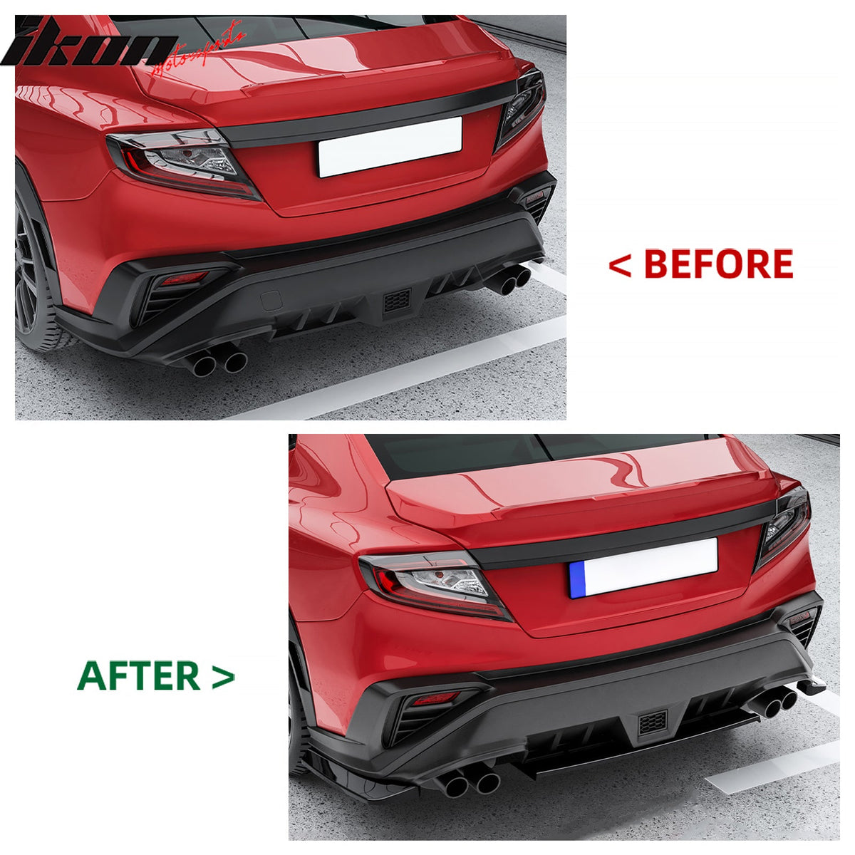 Rear Diffuser Lip for Subaru WRX 2022-2026 STI Style Gloss Black ABS 3PCS