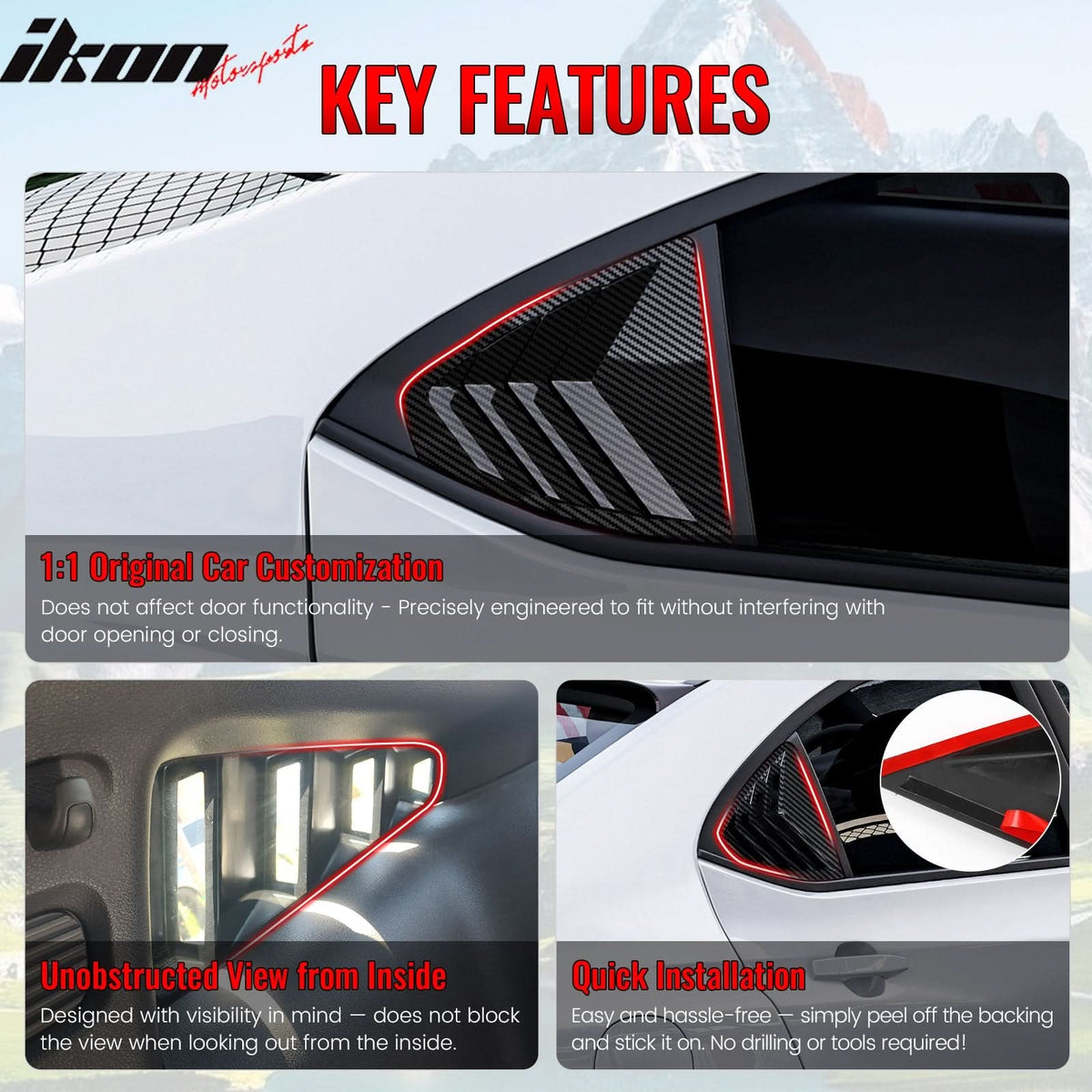 2022-2025 Subaru WRX Carbon Fiber Print IKON Side Window Louvers ABS