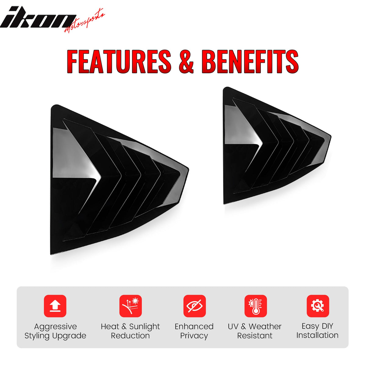 Side Window Louvers for Subaru WRX 2022-2025 Gloss Black IKON Style ABS