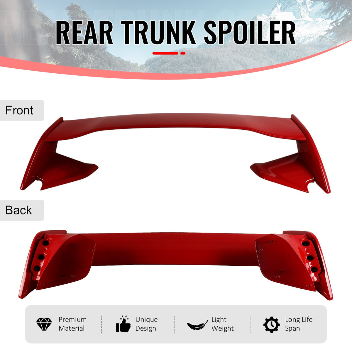 2022-2026 Subaru WRX VB STI Style Painted #DCK Red 5PCS Trunk Spoiler