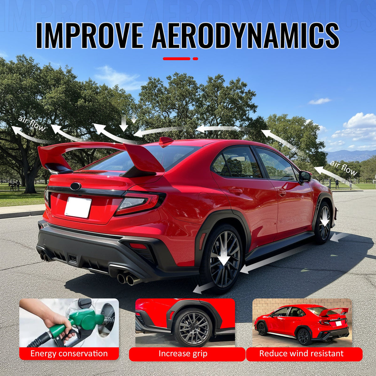 2022-2026 Subaru WRX VB STI Style Painted #DCK Red 5PCS Trunk Spoiler