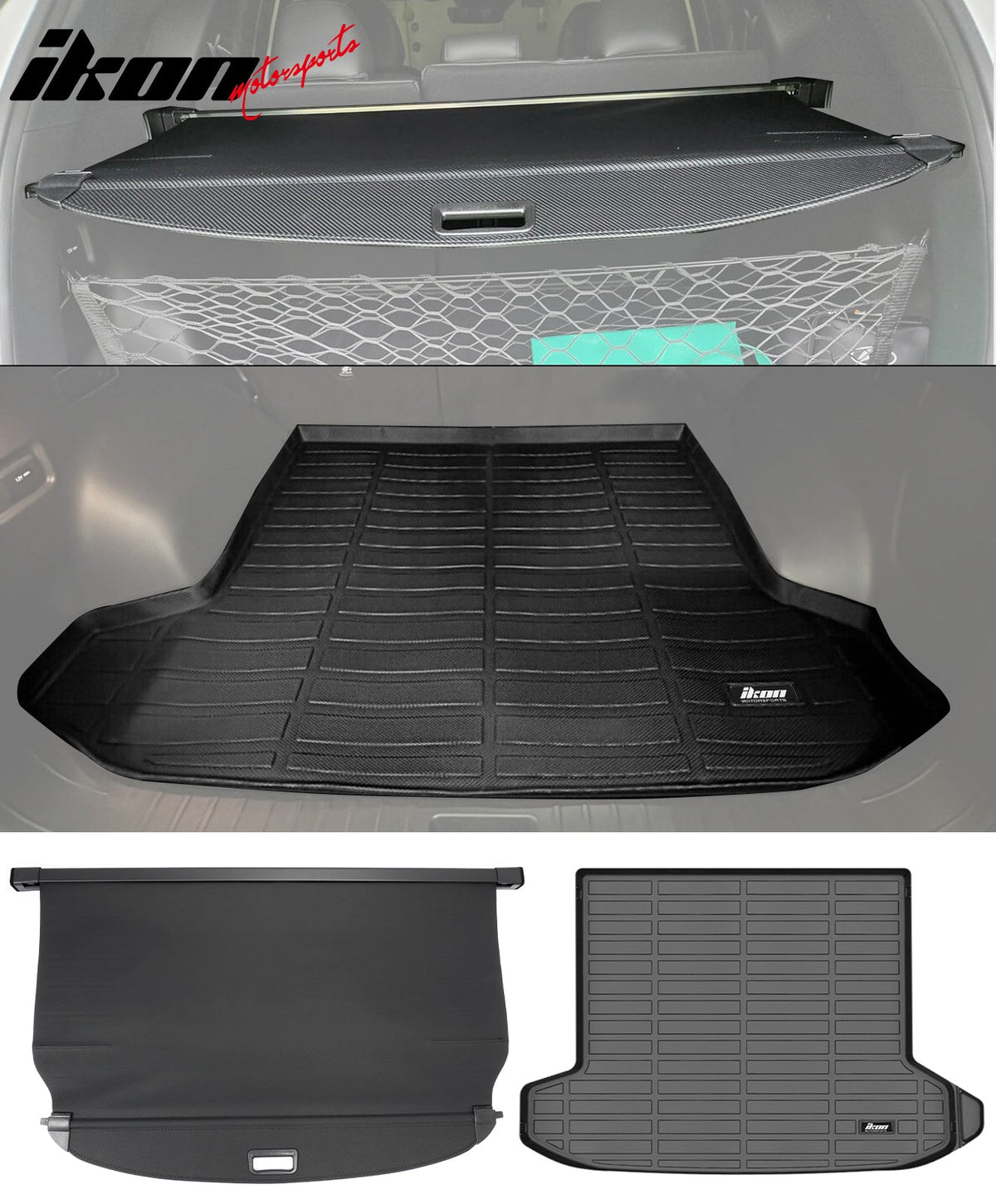 2022-2026 Hyundai Tucson Carbon Fiber Texture Rear Cargo Cover + 3D Trunk Mat