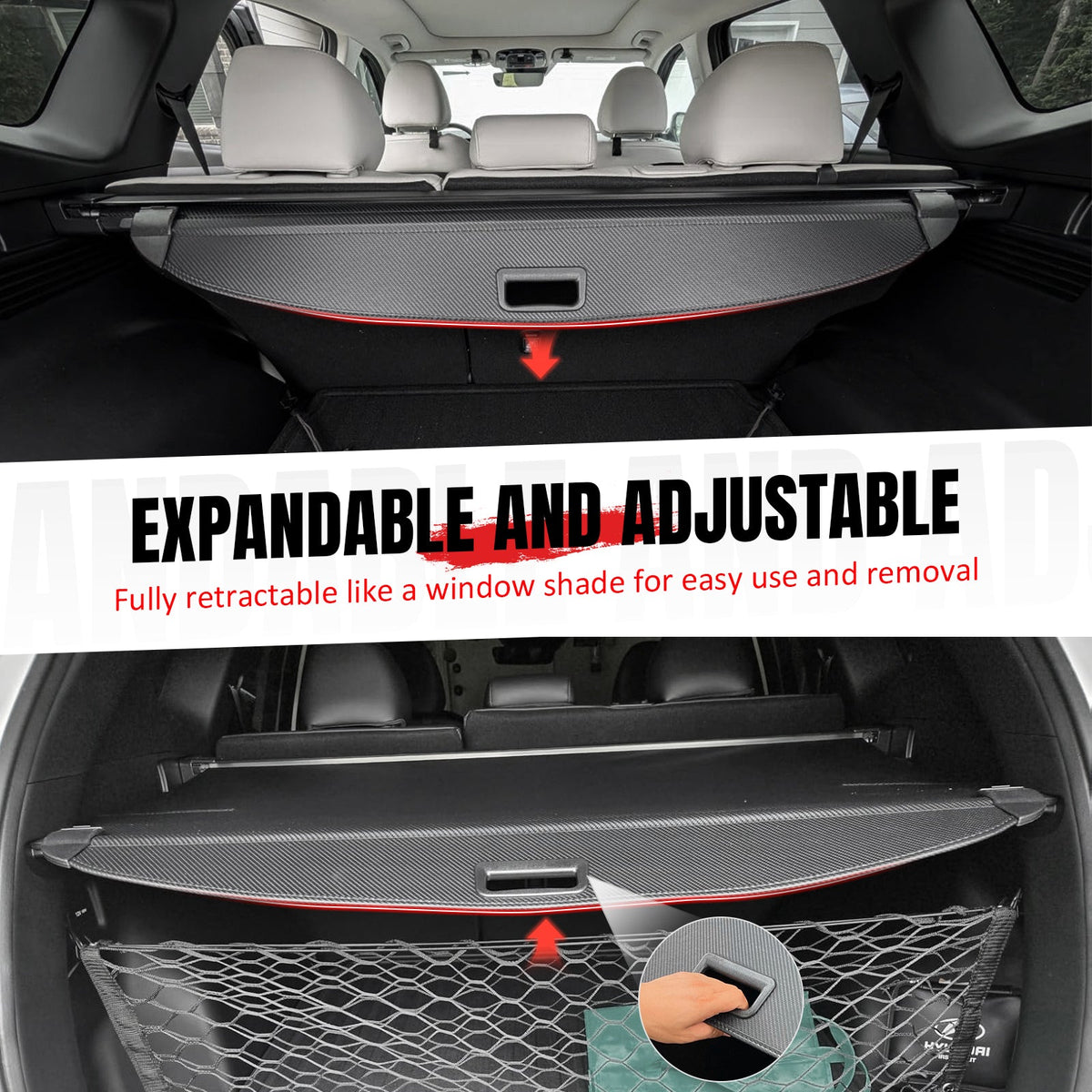 Rear Cargo Cover for Hyundai Tucson 2022-2026 Carbon Fiber Texture Retractable