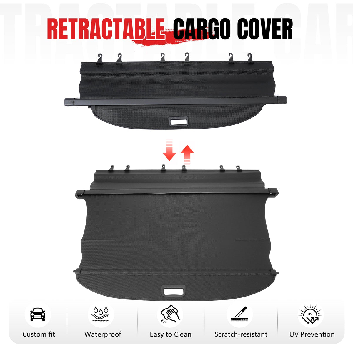 Rear Cargo Cover for Mitsubishi Outlander & PHEV 2022-2026 Carbon Fiber Texture