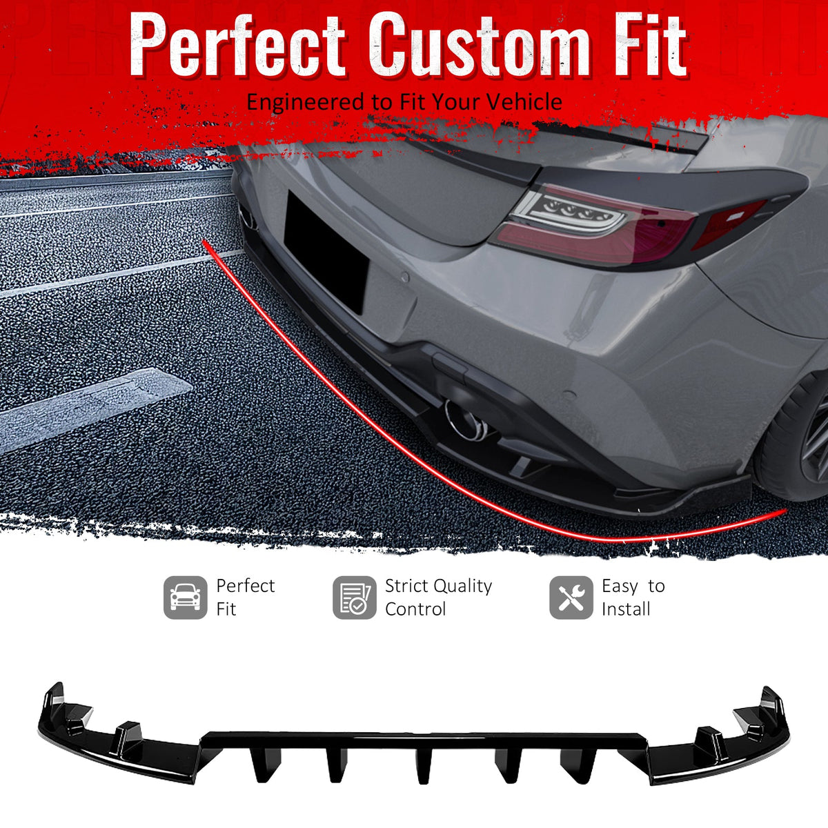 Rear Diffuser Lip for Subaru BRZ GR86 2022-2026 IKV1 Carbon Fiber Print PP