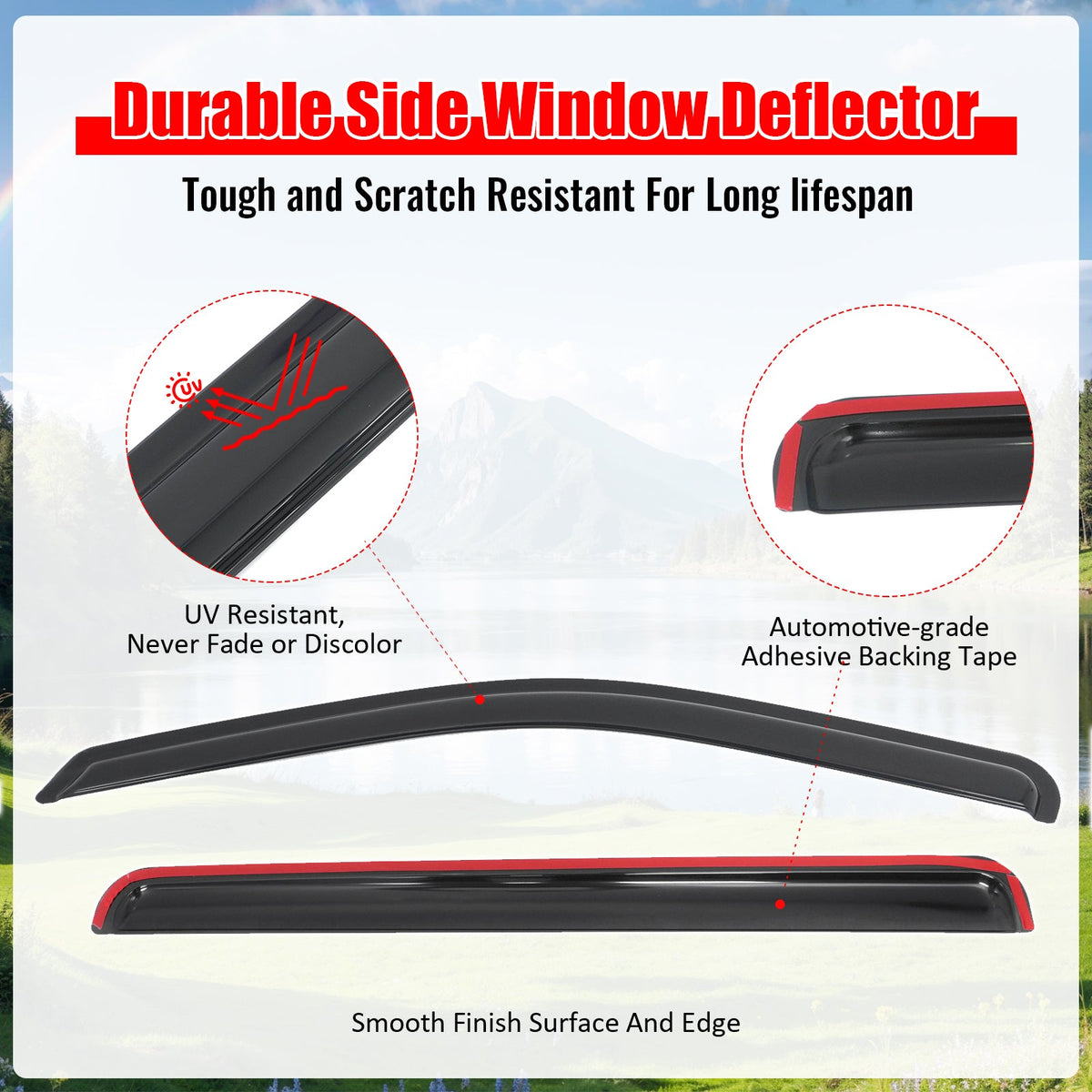 2022-2026 Toyota Tundra Crew Cab Pickup Window Visors Smoke Acrylic Rain Sun Deflectors Guard 4PCS Set