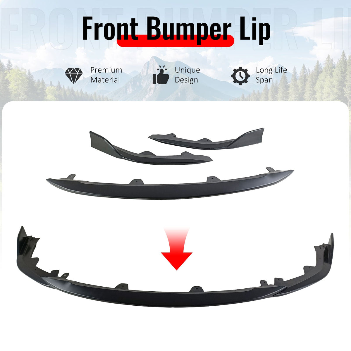 2023-2026 Toyota Corolla Hatchback Primer Black Front Bumper Lip 3PCS