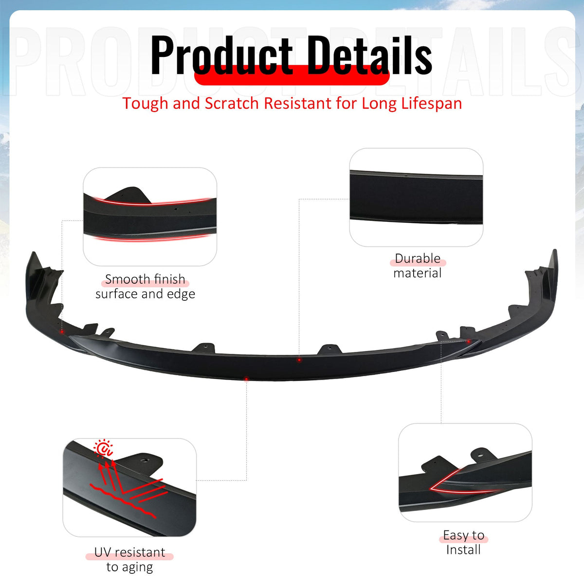 2023-2026 Toyota Corolla Hatchback Primer Black Front Bumper Lip 3PCS
