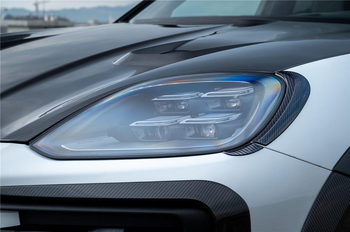 2024-2025 Porsche 9Y0.2 Cayenne S    Coupe    E-Hybrid MSY Style Dry Carbon Fiber Headlight Eyelid Eyebrow Cover