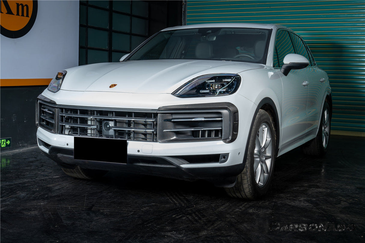 2023-2026 Porsche Cayenne 9YA 9Y0 9YB Autoclave Carbon Fiber Front Bumper Vent Trims Carbonado (MSY) Fits: Cayenne, Active,  E-Hybrid, Coupé, Coupé E-Hybrid