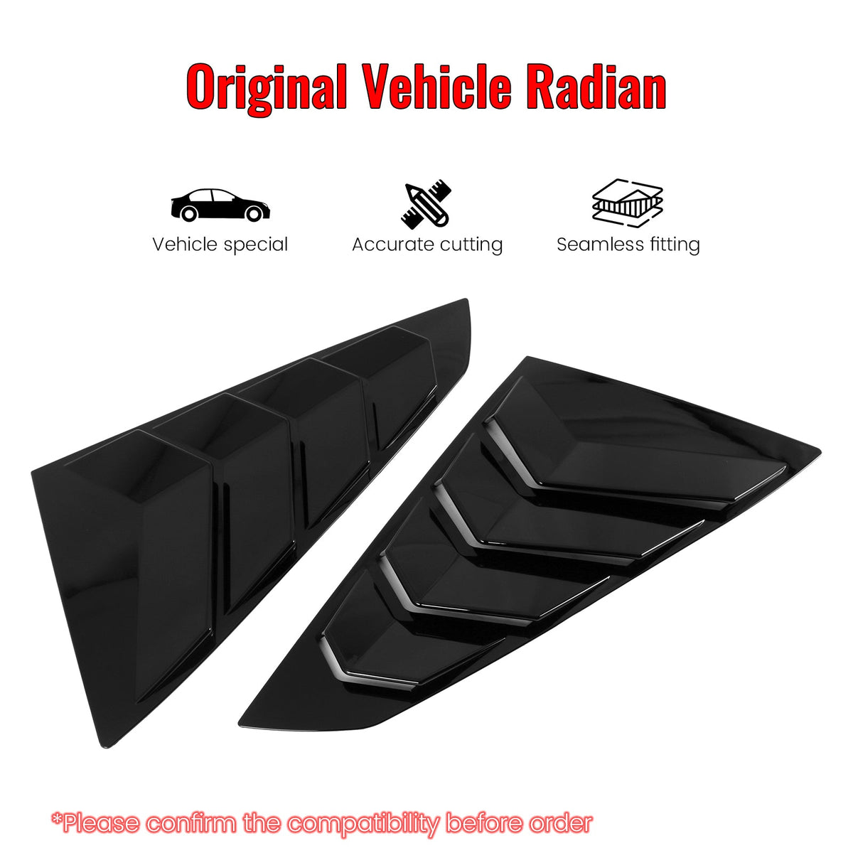 2024-2026 Ford Mustang S650 Coupe Gloss Black Side Window Louvers ABS