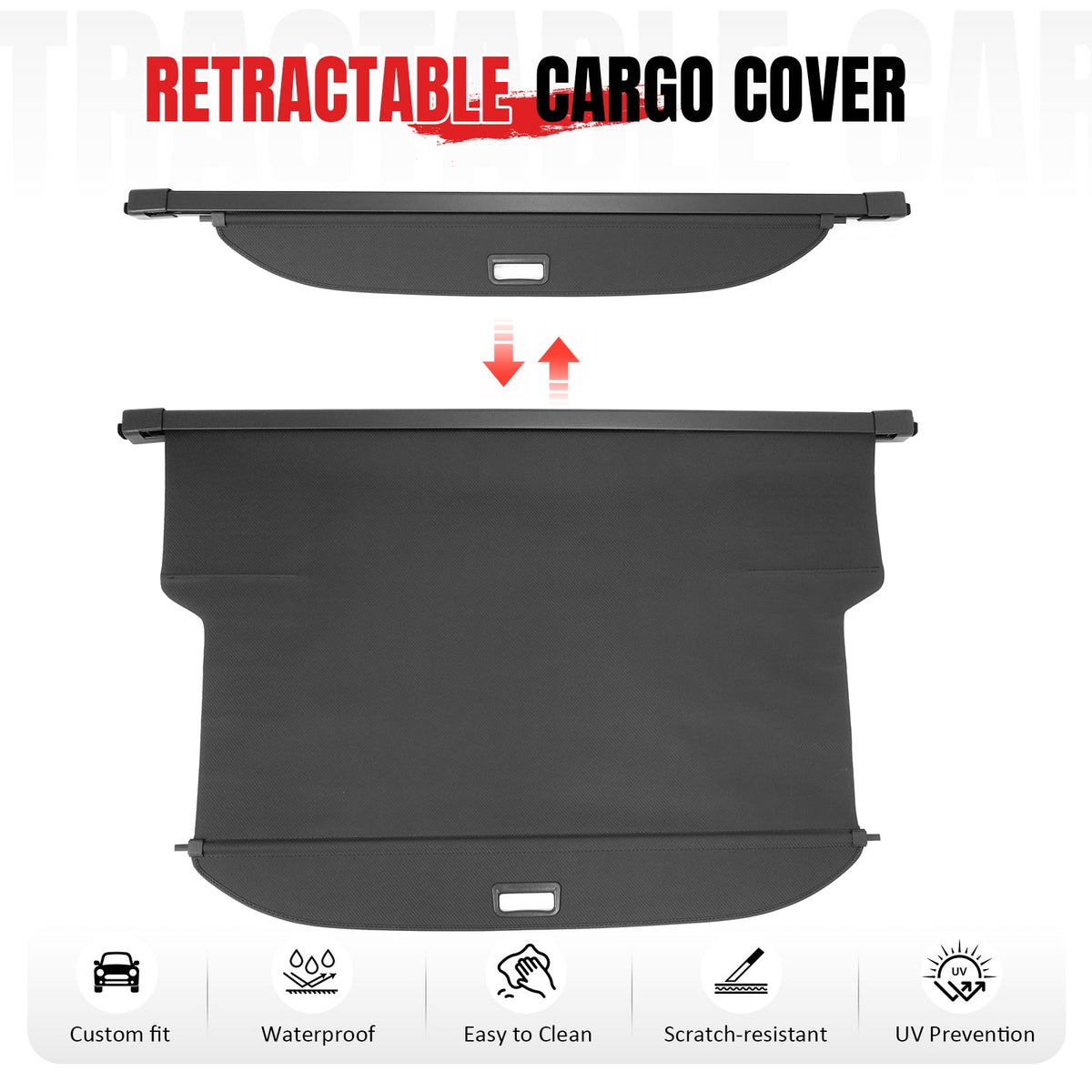 Rear Trunk Cargo Cover for Traverse, Acadia & Enclave 2024-2026 Carbon Fiber Texture