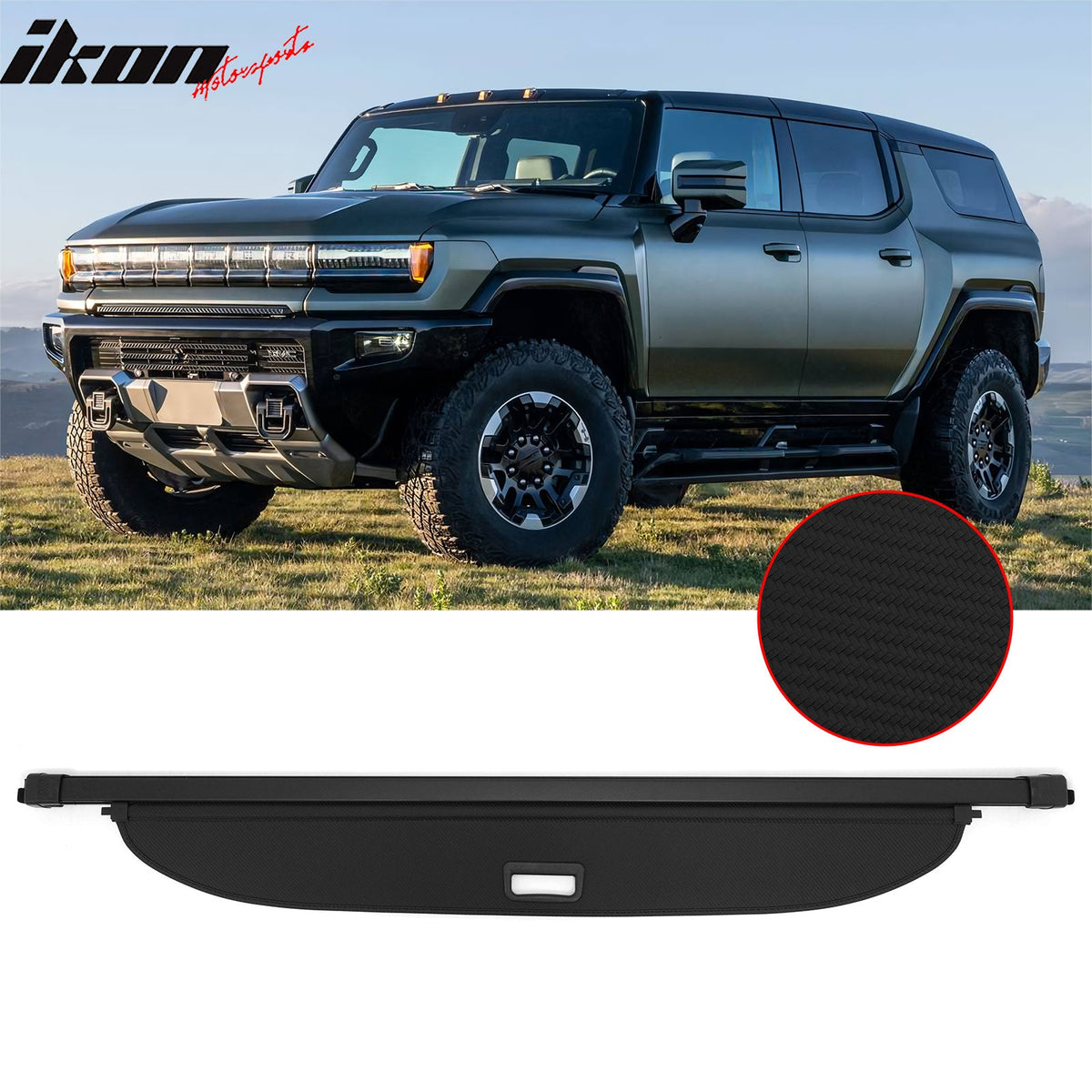 Rear Cargo Cover for GMC Hummer EV SUV 2024-2026 Carbon Fiber Texture