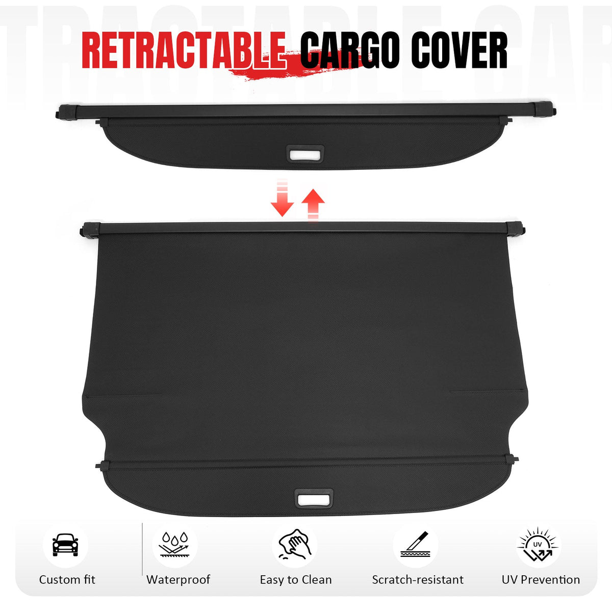 Rear Cargo Cover for GMC Hummer EV SUV 2024-2026 Carbon Fiber Texture