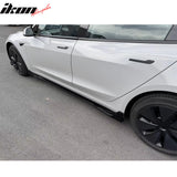 2024 Tesla Model 3 IKON Style Gloss Black Side Skirt Extension ABS