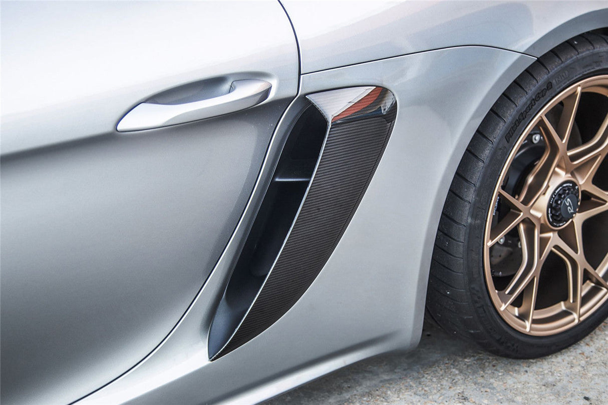 2017-2025 Porsche 718 Cayman Boxster GT4 Style Dry Carbon Fiber Quarter Panel Side Scoops