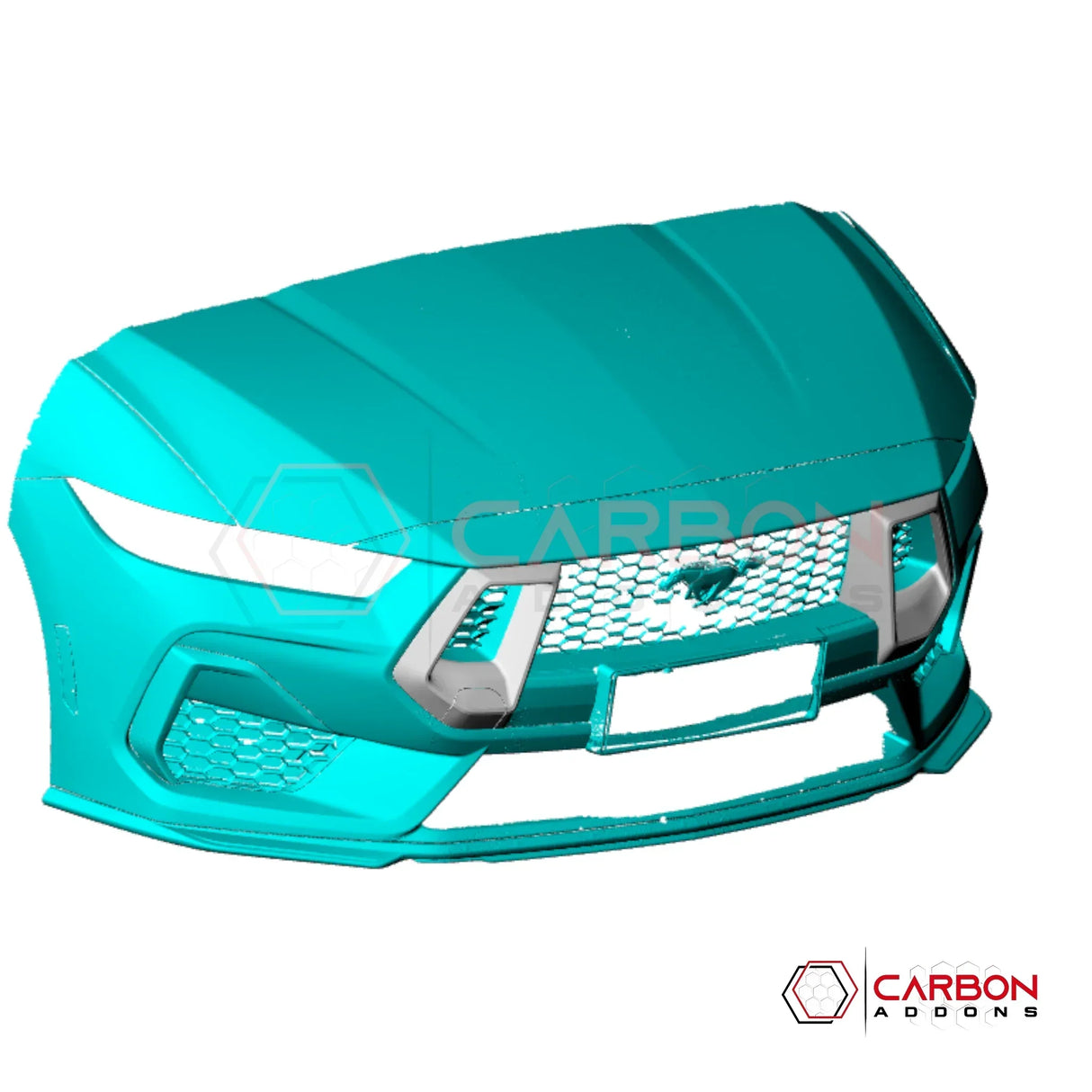 Real Carbon Fiber Front Bumper Grille Trim Covers for 2024+ Ford Mustang GT (2-Piece Set)