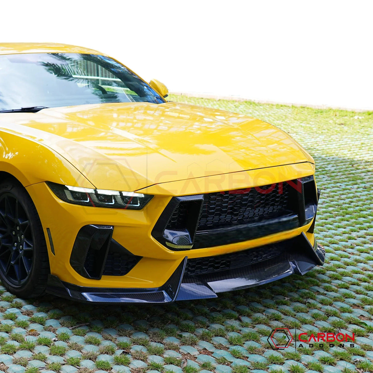 Real Carbon Fiber Front Bumper Grille Trim Covers for 2024+ Ford Mustang GT (2-Piece Set)