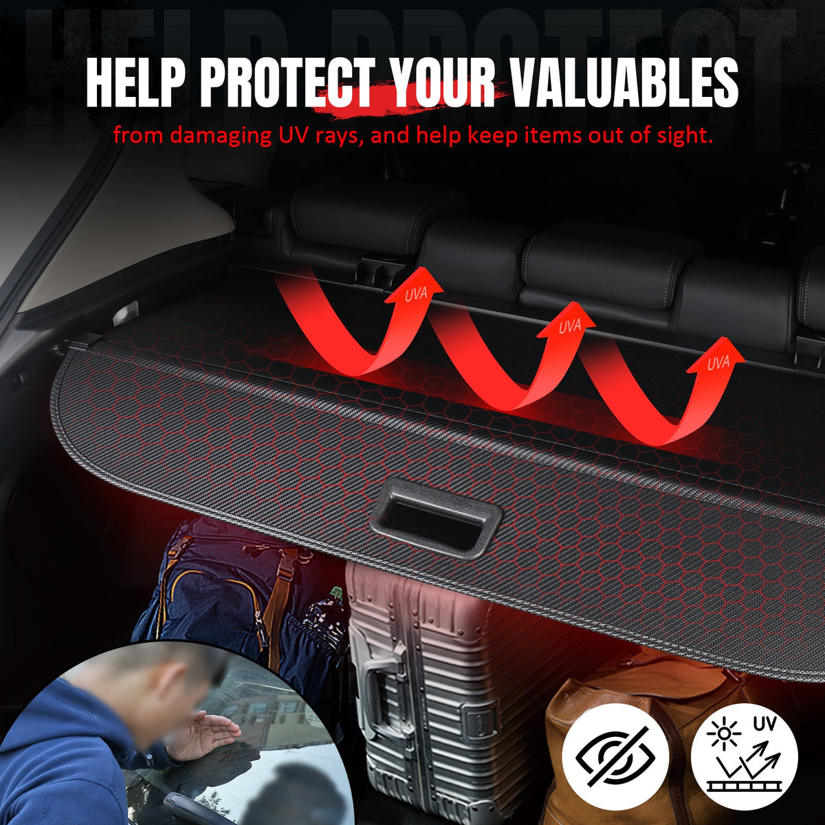 Rear Cargo Cover Shade for Toyota 4Runner 2025-2026 Carbon Fiber Texture Retractable