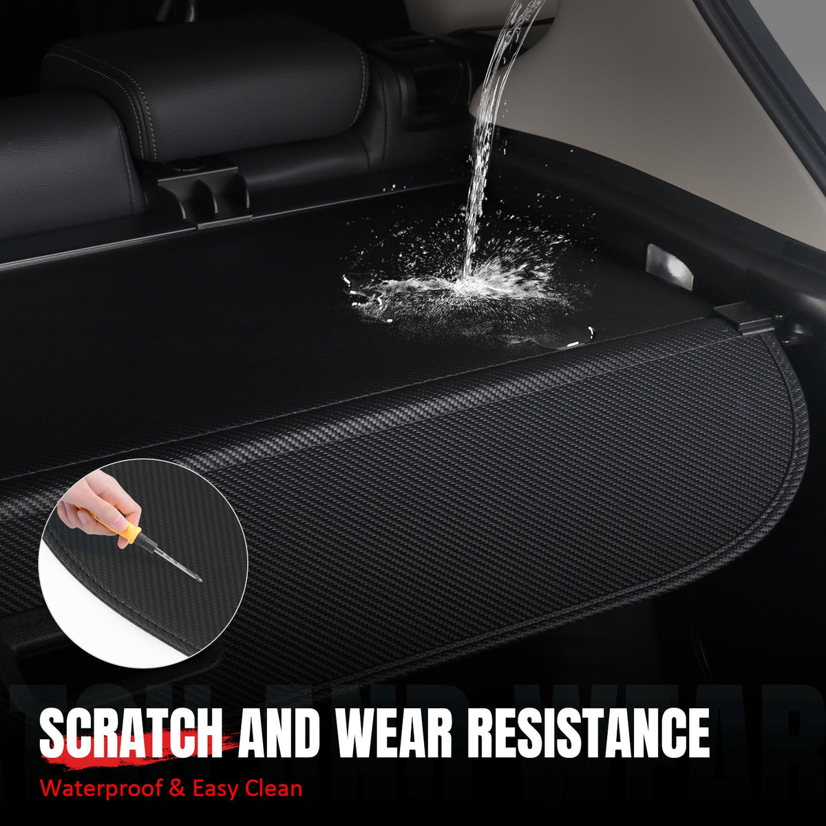 Rear Cargo Cover Shade for Toyota 4Runner 2025-2026 Carbon Fiber Texture Retractable