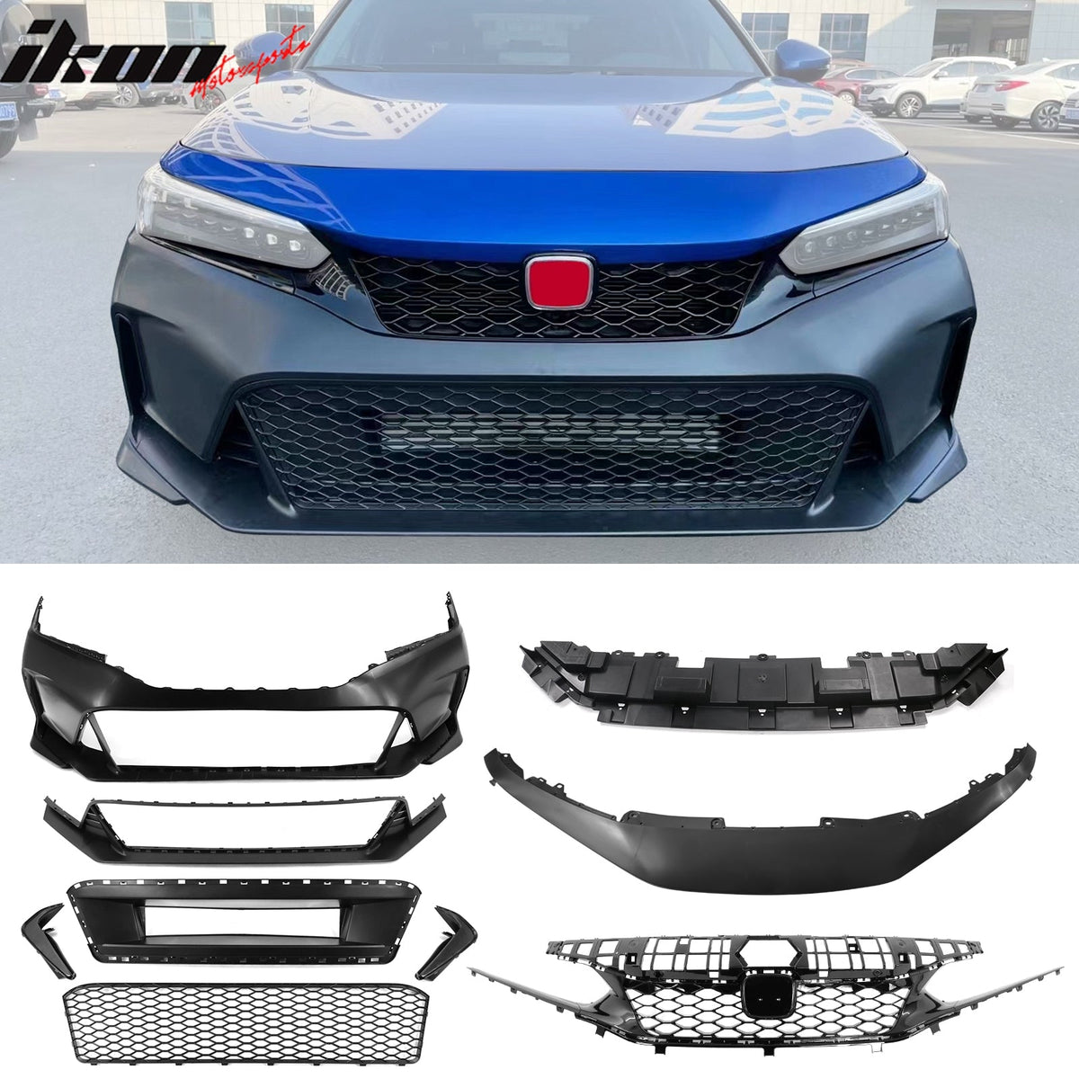 2025-2026 Honda Civic Type R Style Front Bumper Conversion w/ Grilles
