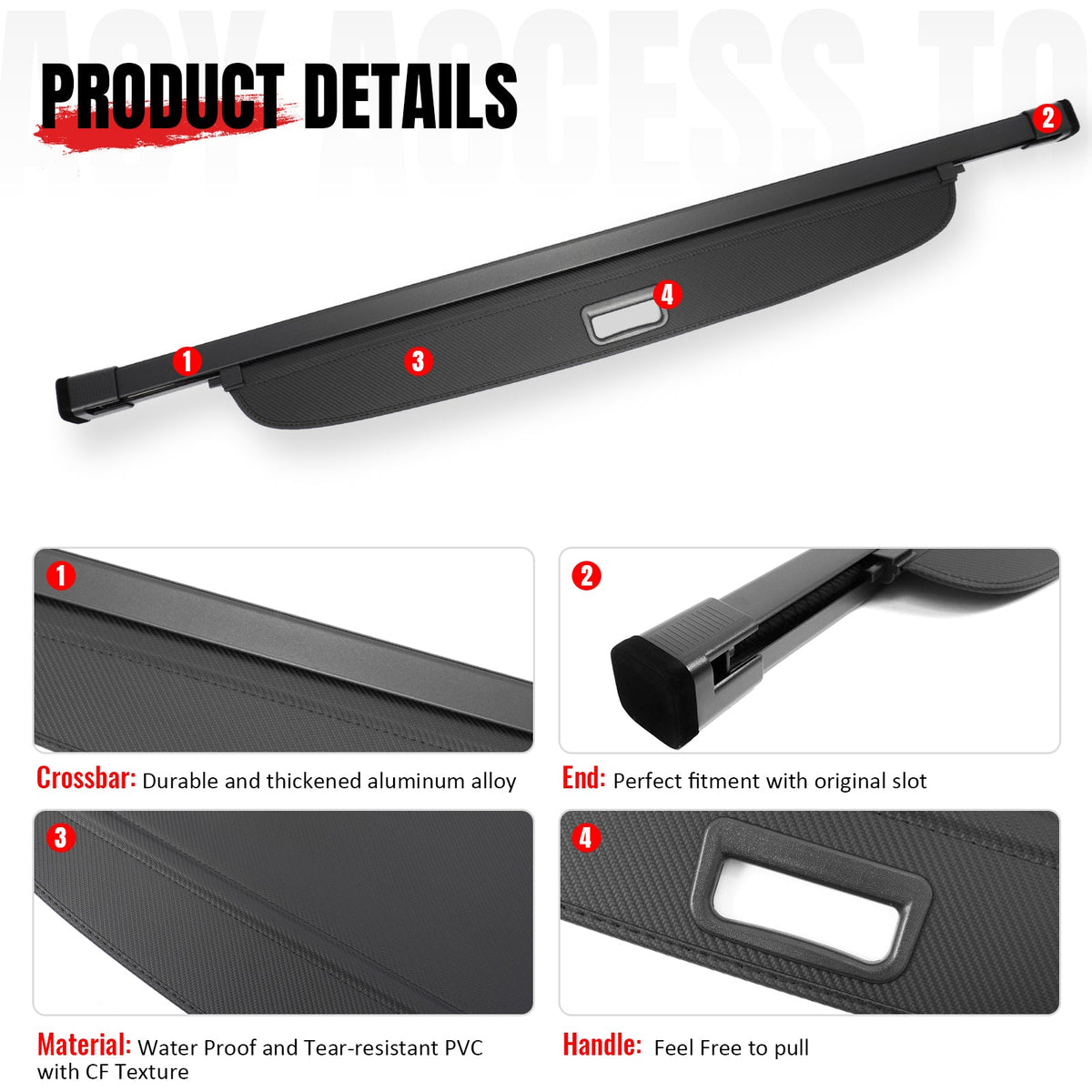 Rear Cargo Cover Shade for Hyundai Ioniq 9 2026 Carbon Fiber Texture