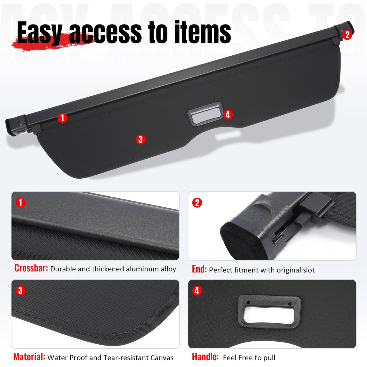 Rear Cargo Cover for Toyota RAV4 2026 Retractable Rear Trunk Shade Canvas