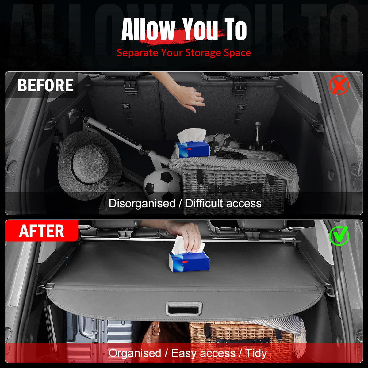Rear Cargo Cover for Toyota RAV4 2026 Retractable Rear Trunk Shade Canvas