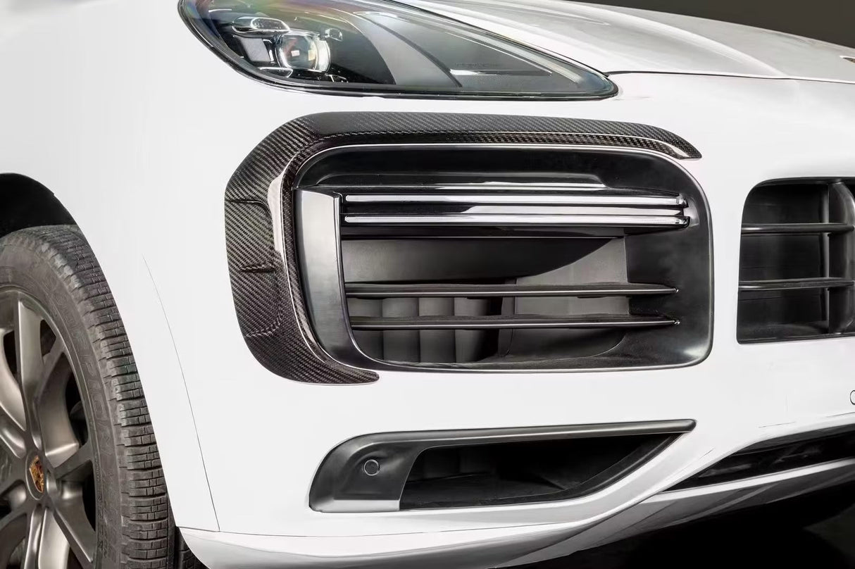 2018-2023 Porsche Cayenne 9YA 9Y0 9YB Autoclave Carbon Fiber Front Bumper Vent Trims Carbonado (MSY) Fits: Cayenne, S, GTS, Turbo