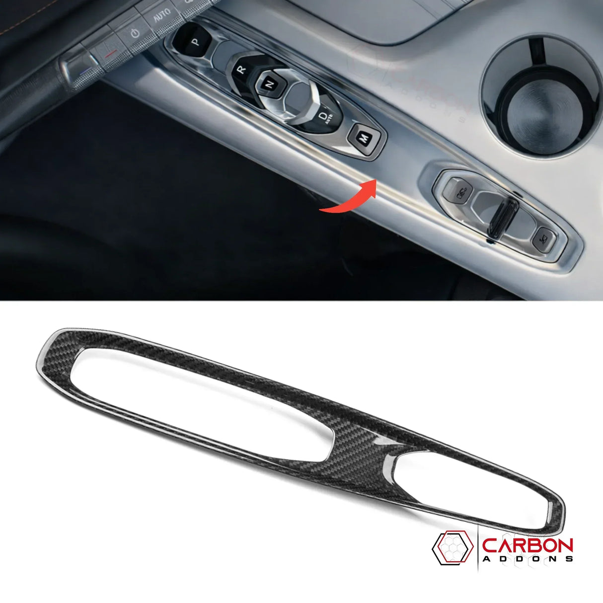 2026+ C8 Corvette Real Carbon Fiber Gear & Mode Selector Trim Cover | Interior Upgrade