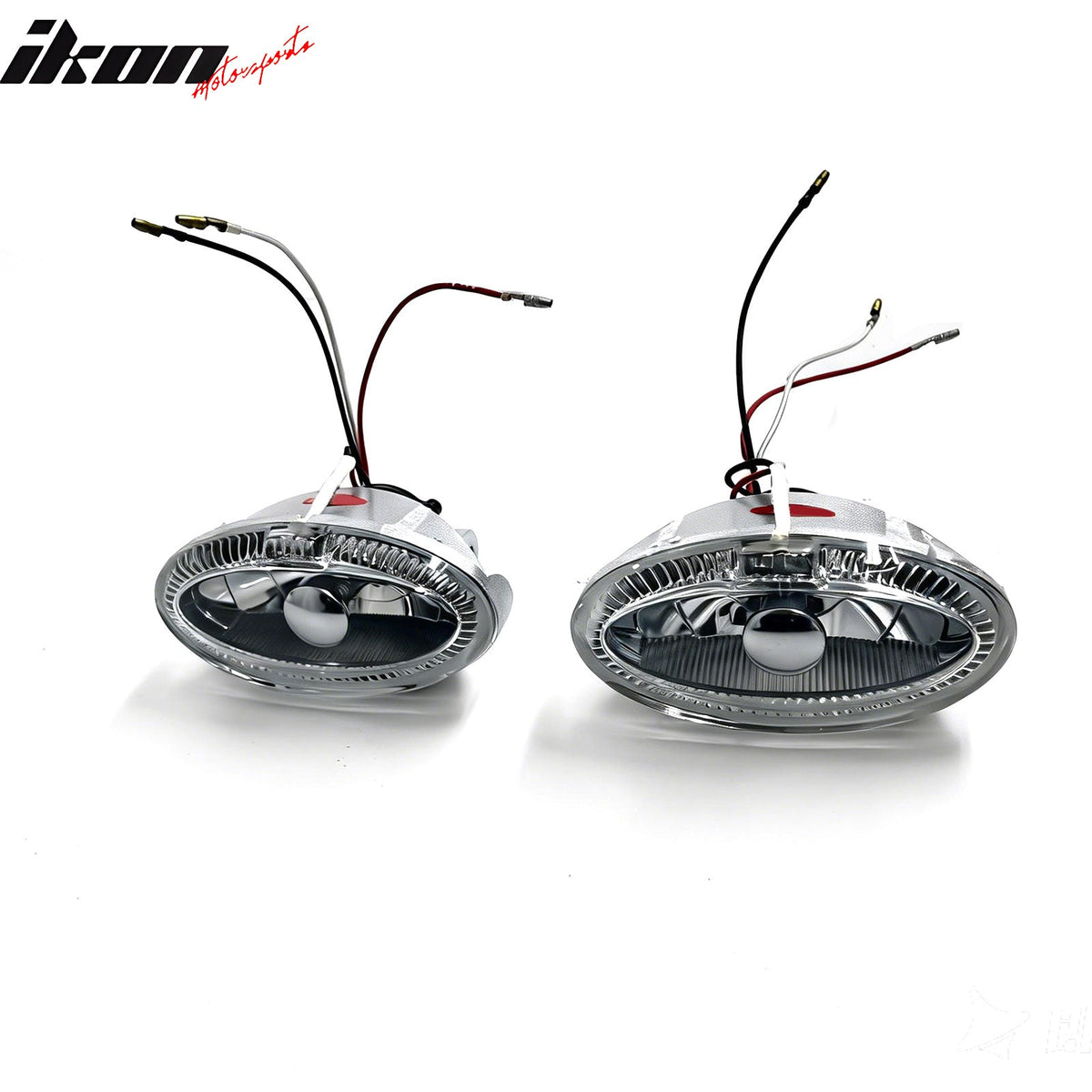 Universal 2PCS Driver Passenger Side Right Left RH LH Front Bumper Driving Fog Lights Lamps Assembly Replacement Blue Halo Chrome Housing Clear Lens