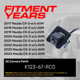 Mazda CX-5 w/o AVM (2017-2024) OEM Replacement Backup Camera OE Part # K123-67-RC0