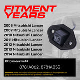 Mitsubishi Lancer (2008-2014) OEM Replacement Backup Camera OE Part # 8781A062, 8781A053