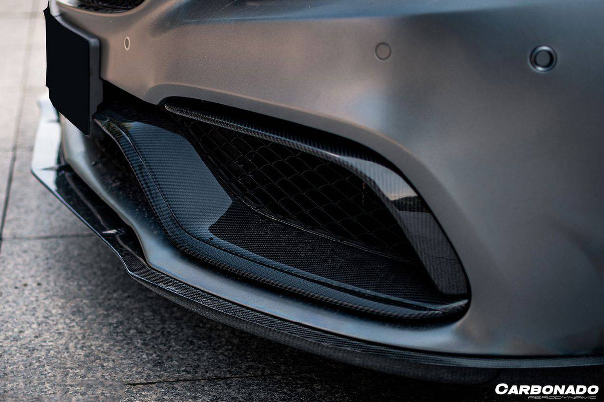 2015-2021 Mercedes Benz W205 C63  S AMG Sedan  Coupe Carbon Fiber Front Bumper Canards